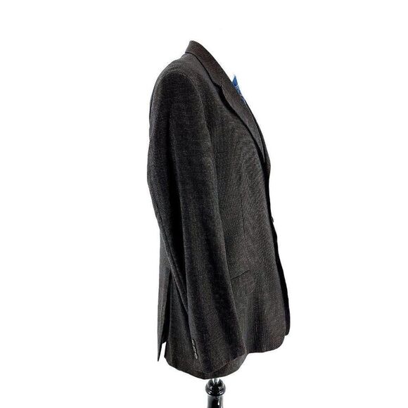 Pronto Uomo Lanificio Galtes Wool 3 Button Sport Coat 42R Blue Tan Check - Picture 7 of 12
